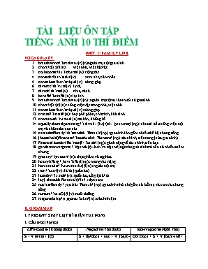 Tai liêu ôn tâp Tiêng Anh 10 thi điêm